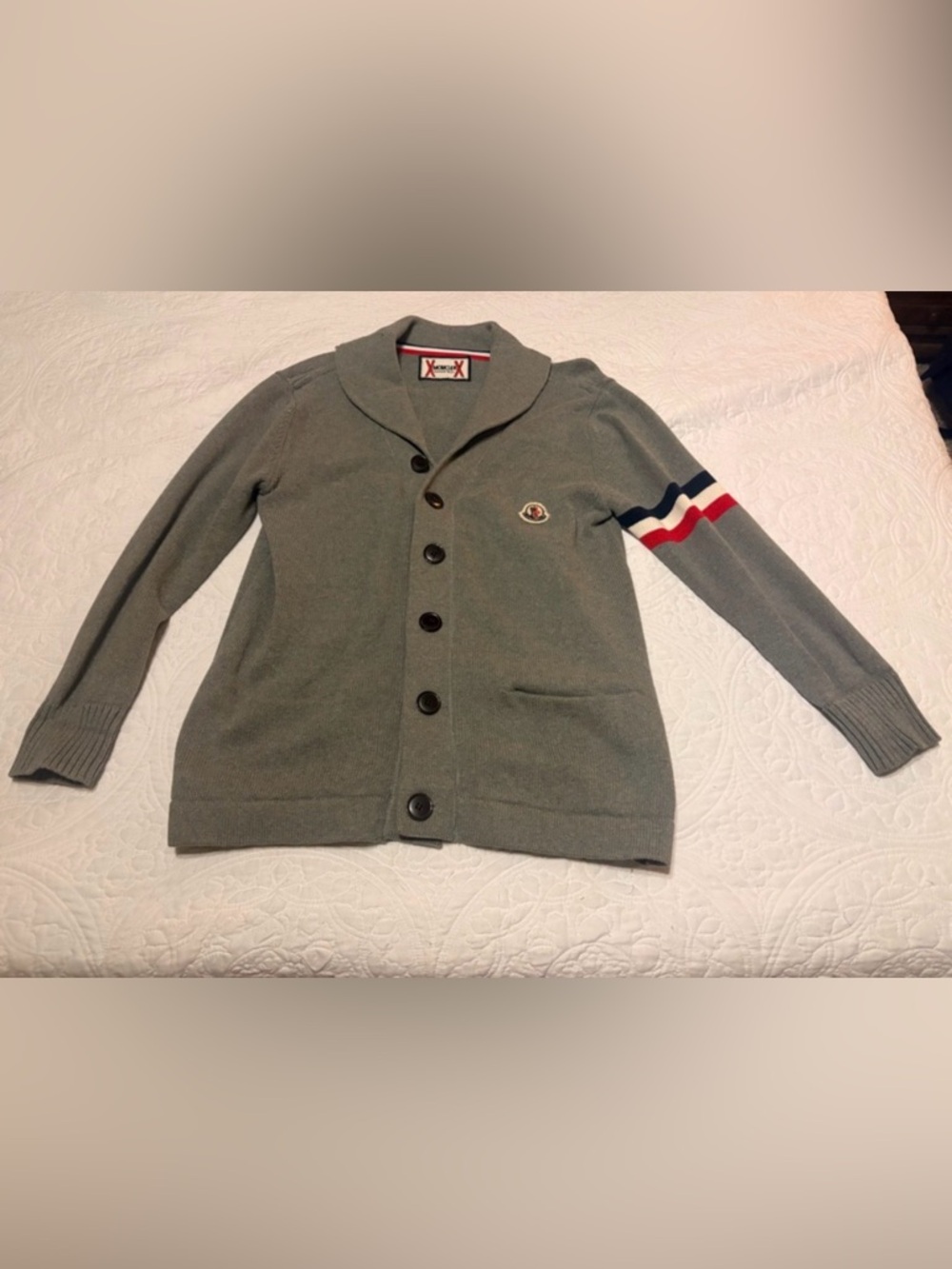 Rare Moncler Gamme Bleu by Thom Browne Gray Cardigan-Shawl Collar